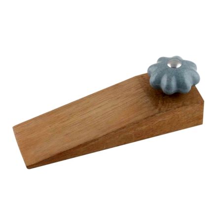 Grey Crackle Melon Ceramic Wooden Door Stopper